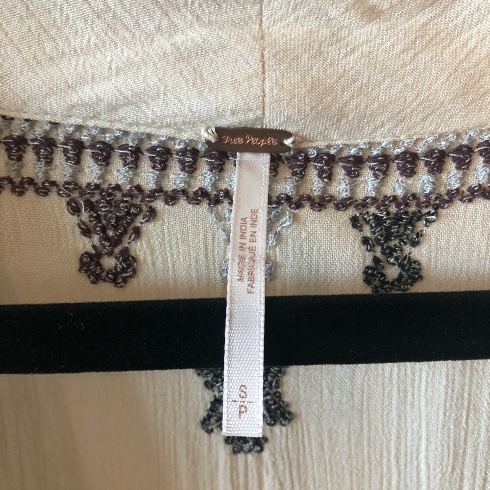 Free People Cream Embroidered Long Sleeve Boho Dress - Picture 3 of 3